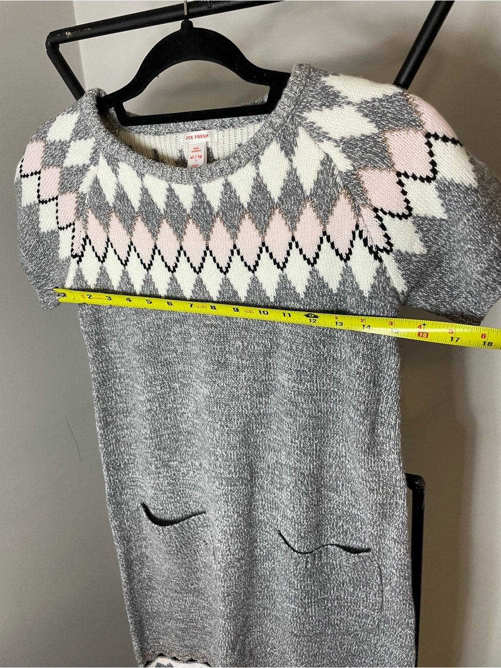 Joe Fresh Gray & White Knit Sweater Dress with Pink Accents - Picture 5 of 6